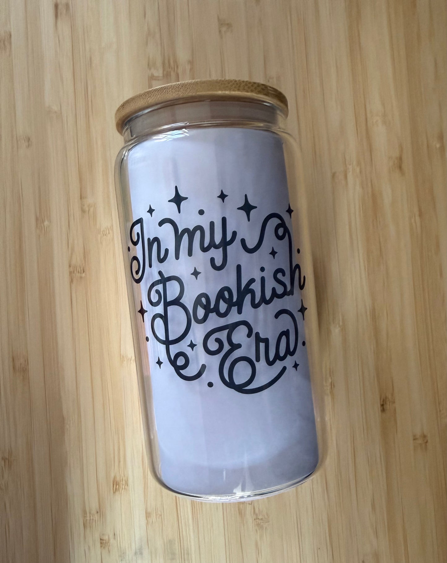 In My Bookish Era Glass Can With Straw