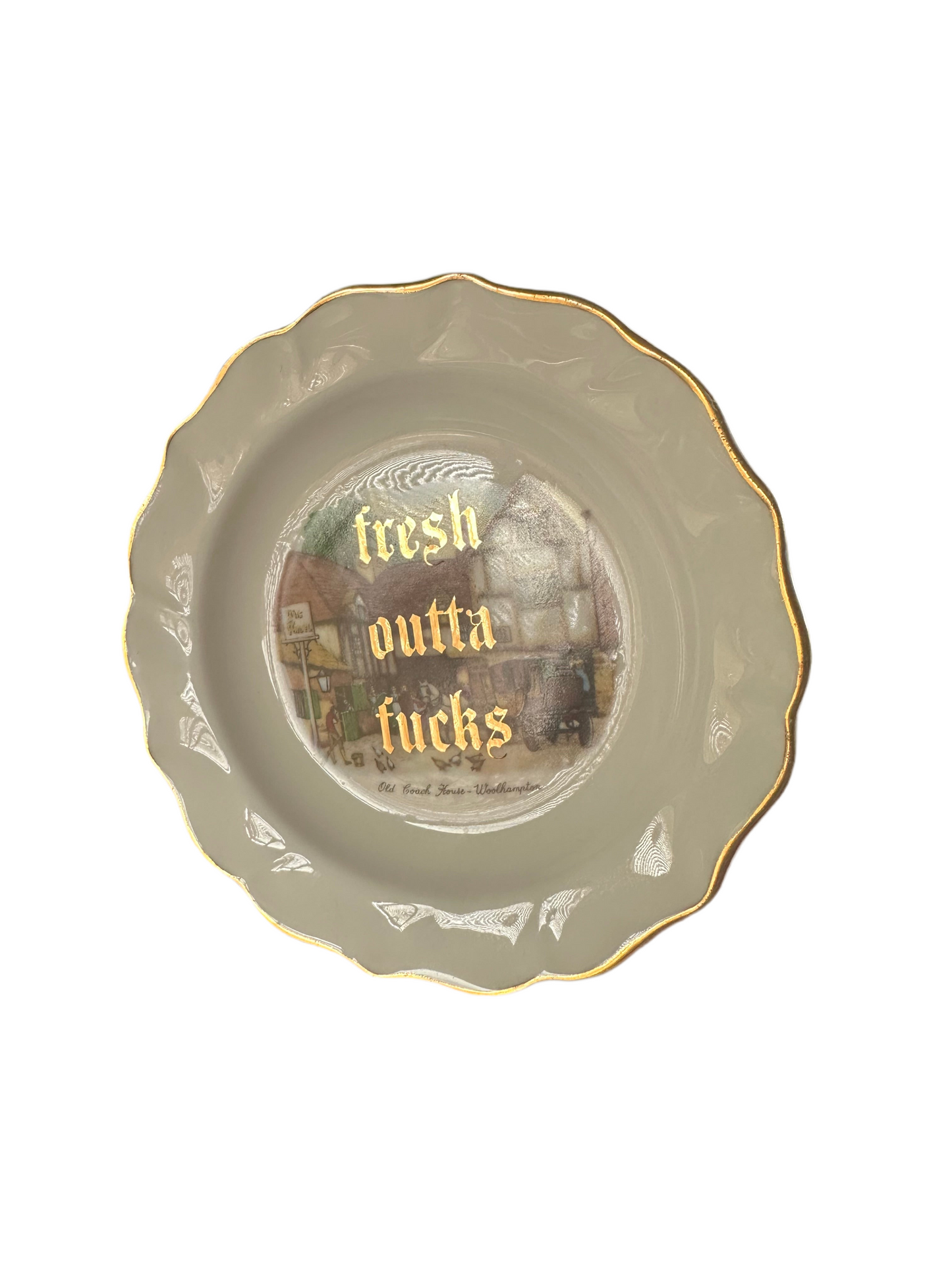Fresh outta fucks rude humour decorative plate