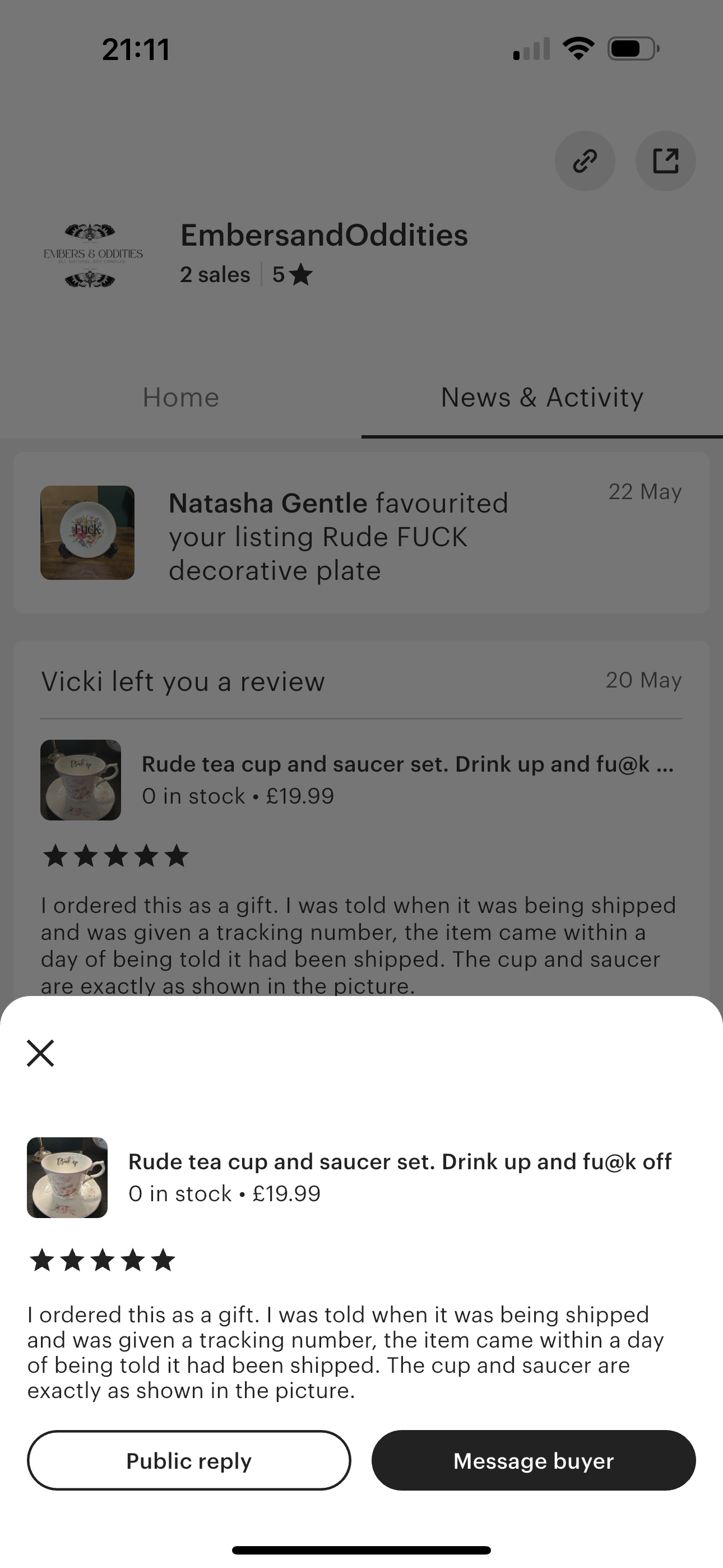 Drink up and Fuck off rude tea and saucer set
