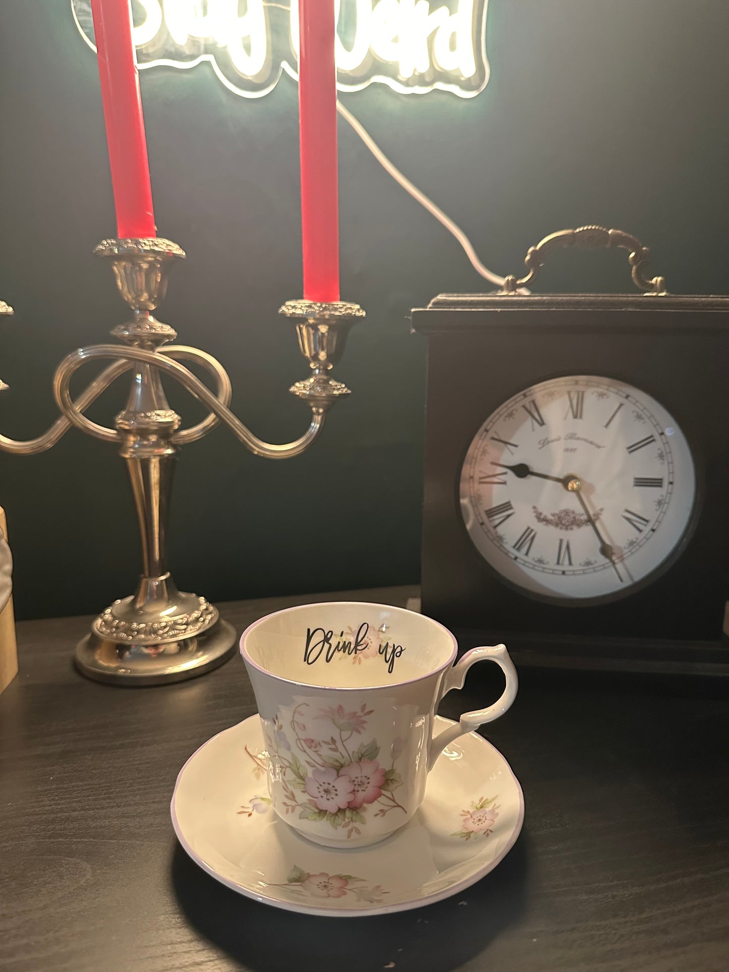 Drink up and Fuck off rude tea and saucer set