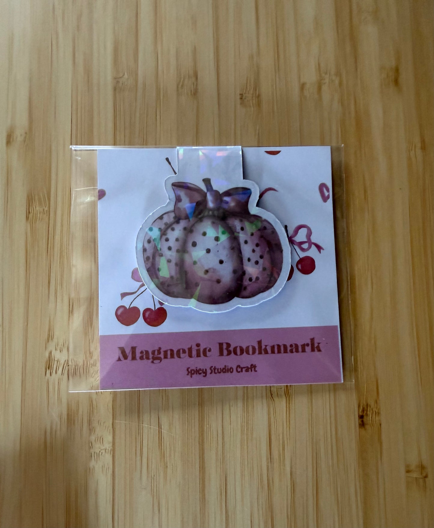 Pink Pumpkin Magnetic Bookmark