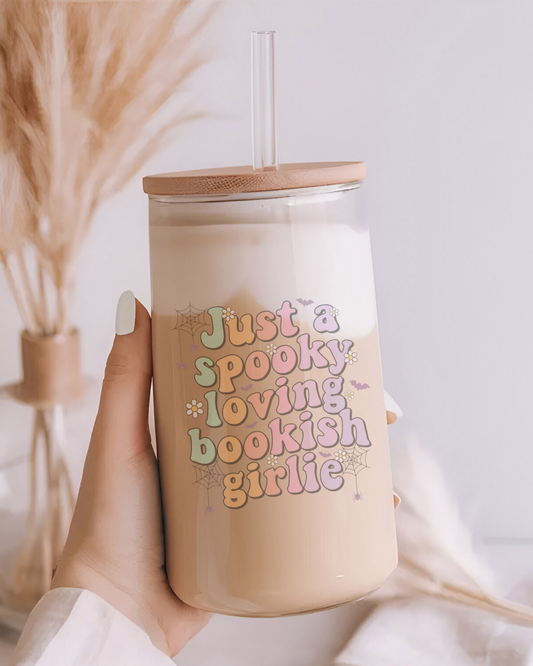 Spooky Loving Bookish Girlie Glass Can Cup